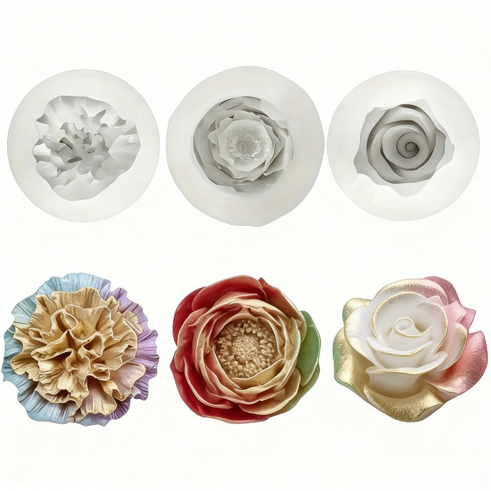 Resin Art Design For Wedding - 3-Piece Silicone Molds for Roses, Peonies,