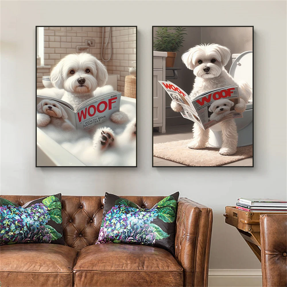 Resin Art For Kids - Funny Bathroom Maltese Dog Toilet Looking