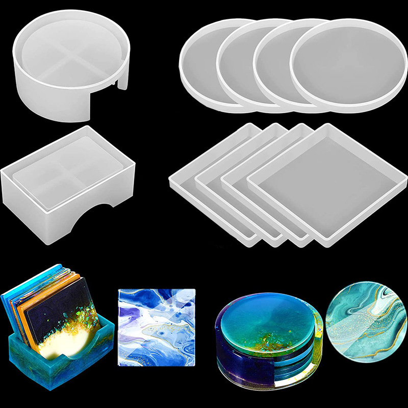Coaster Mold Square - Round Square Coaster Silicone Mold DIY