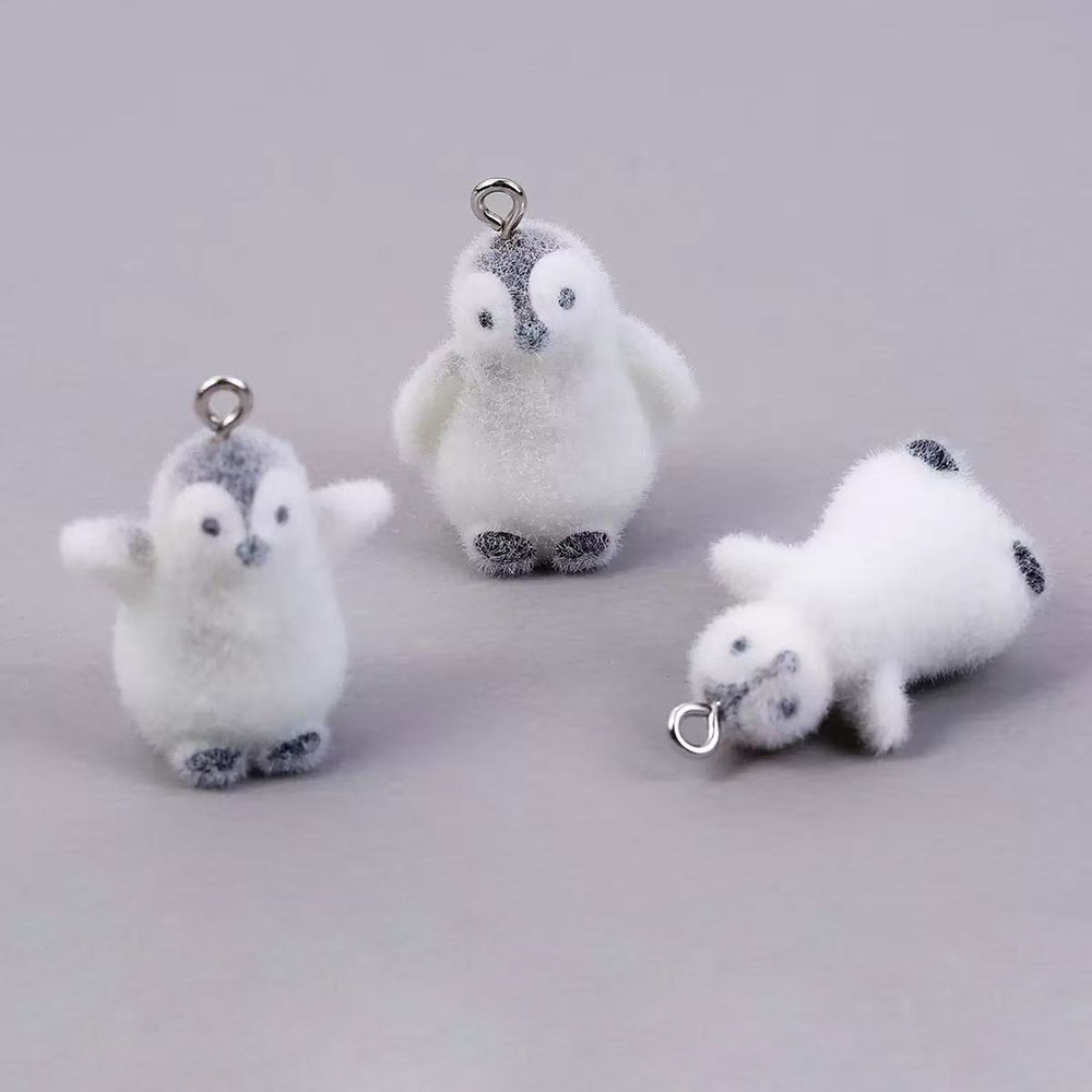 Resin Art Supplies Near Me - 5pcs Flocking Small Penguin Resin Charms