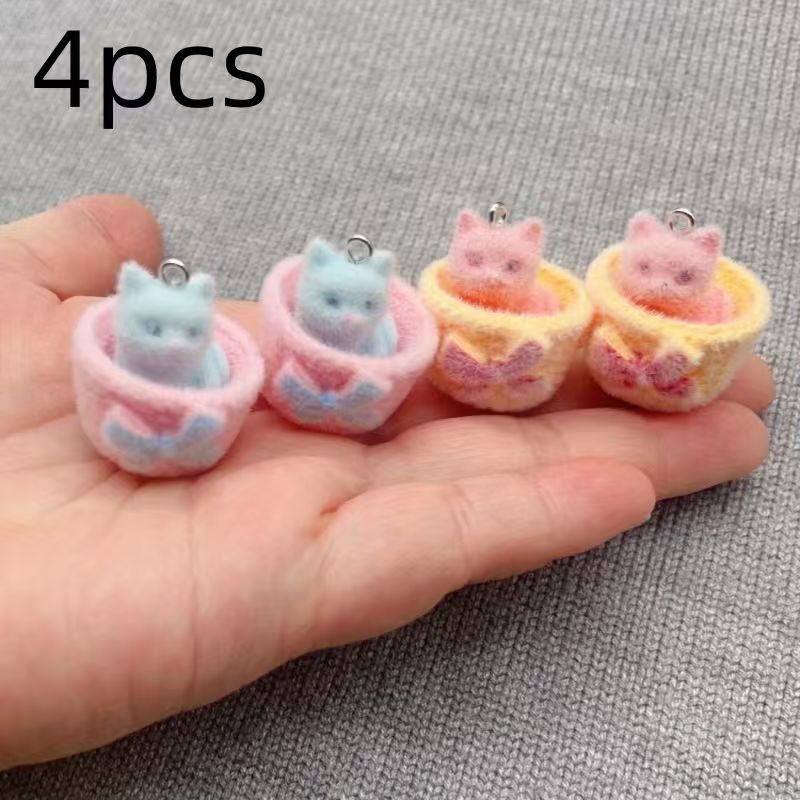 4pcs 3D plush resin cat pendan - Resin Art Supplies Near Me recension och pris