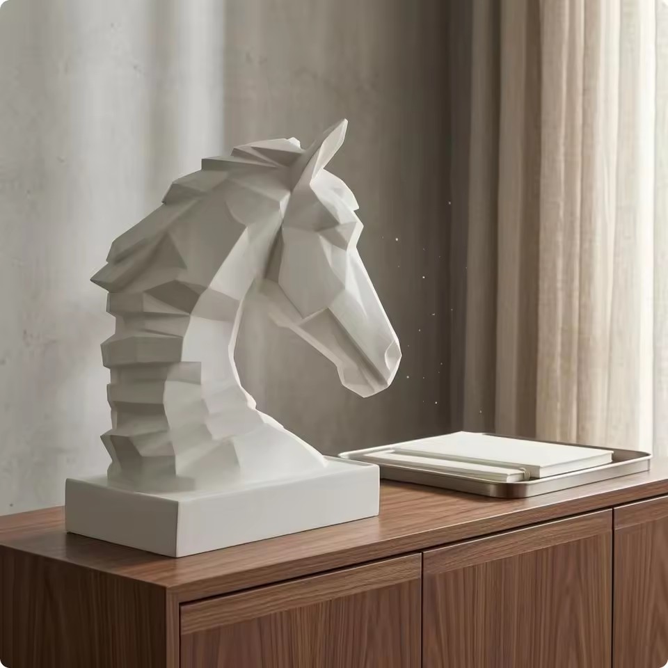 Cube Horse Head Sculpture, Col - Resin Art Cube recension och pris