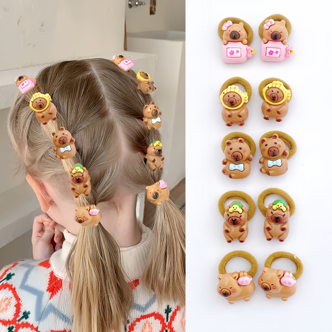 10Pcs Cute Capybara Hair Ties  - Resin Art For Kids recension och pris