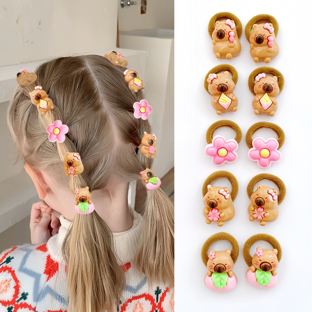 10Pcs Cute Capybara Hair Ties  - Resin Art For Kids recension och pris