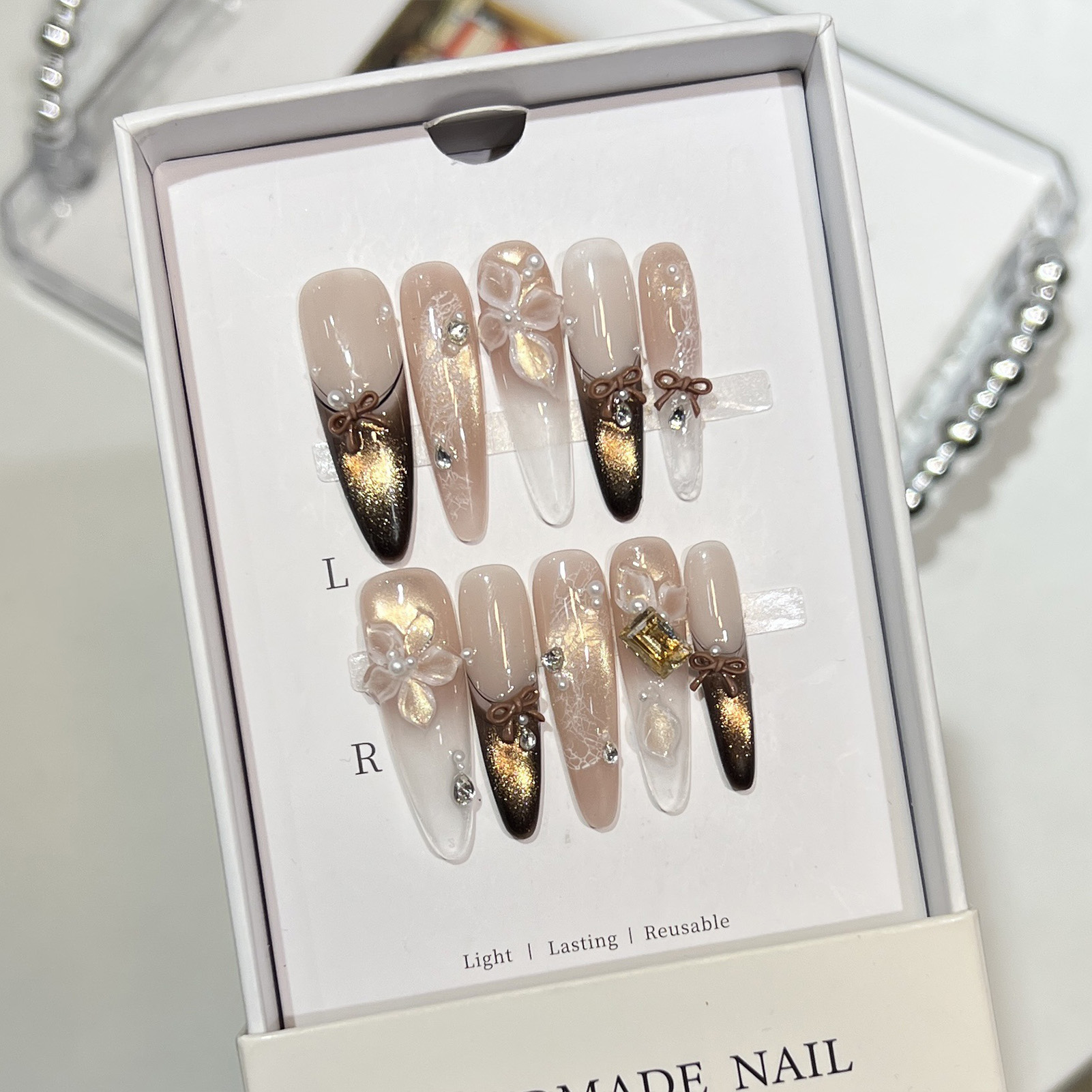 10pcs Cat Eye Print French Nai - Resin Art Design For Wedding recension och pris