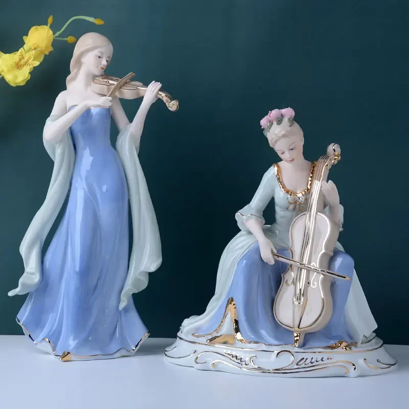 Chinese Violin Girls Ceramic F - Resin Art Decoration Items recension och pris
